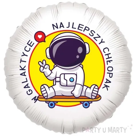 balon foliowy najlepszy chlopak w galaktyce bialy 18 rnd