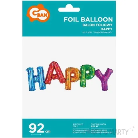 balon foliowy napis happy kolorowy godan 36 shp