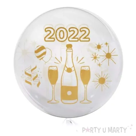 balon foliowy nowy rok 2022 zloty transparentny tuban 18 orb