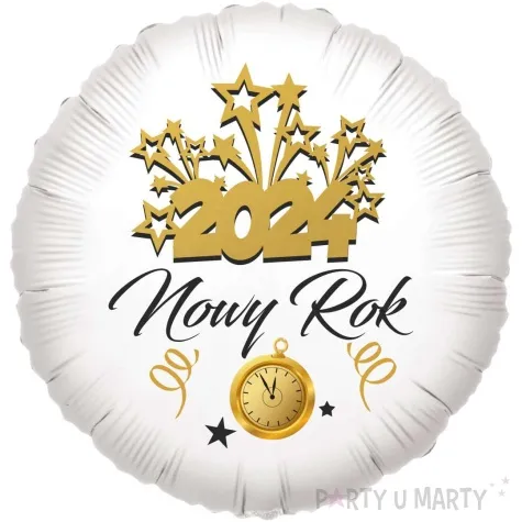 balon foliowy nowy rok 2024 bialy 18 rnd
