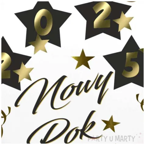 balon foliowy nowy rok 2025 z gwiazdami bialy 18 rnd