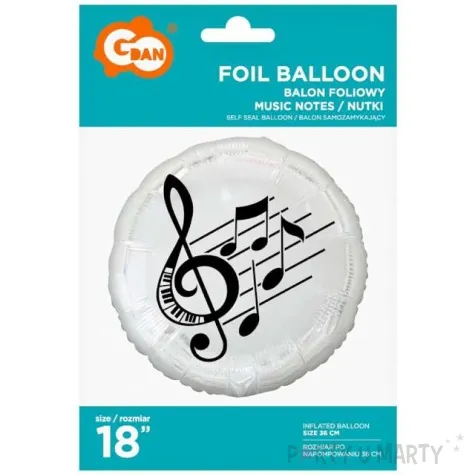 balon foliowy nutki czarny bialy godan 18 rnd