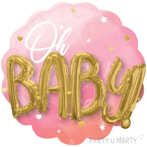 balon foliowy oh baby serca i gwiazdki rozowy amscan 30 shp