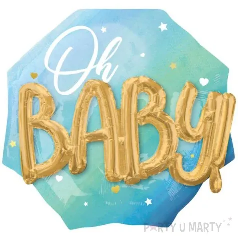 balon foliowy oh baby serca i gwiazdki turkusowy amscan 30 shp