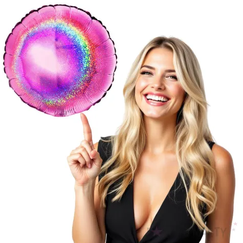 balon foliowy okrag holo rozowy grabo 18 rnd