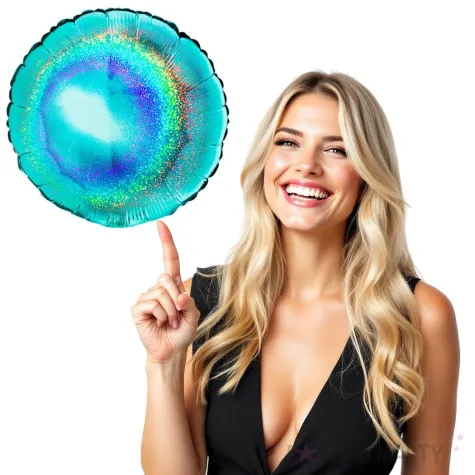 balon foliowy okrag holo turkusowy grabo 18 rnd