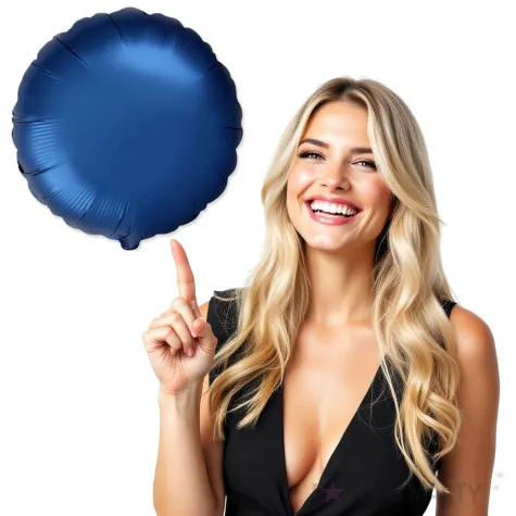 balon foliowy okragly dekoracja na urodziny granatowy matowy 18 rnd