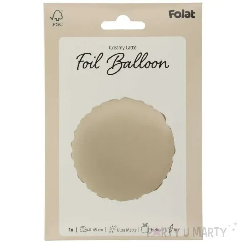 balon foliowy okragly matowy kremowe latte folat 18 rnd