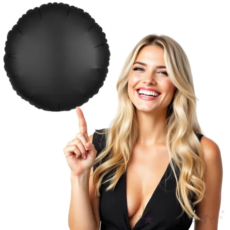 balon foliowy okragly satynowy czarny amscan 17 rnd