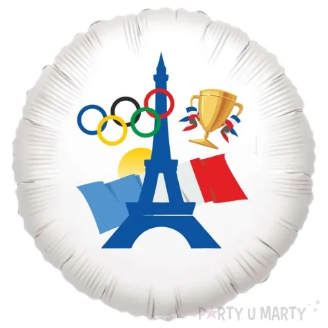 balon foliowy olimpiada paryz 2024 eiffla bialy 18 rnd