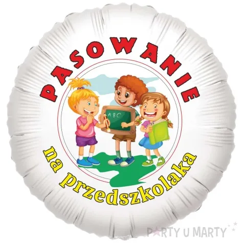 balon foliowy pasowanie na przedszkolaka tablica bialy 18 rnd