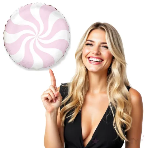 balon foliowy pastelowy lizak rozowy lososiowy flexmetal 18 rnd