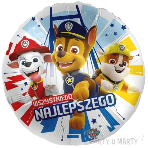 balon foliowy paw patrol chase marshall rubble wszystkiego najlepszego premioloon 17 rnd