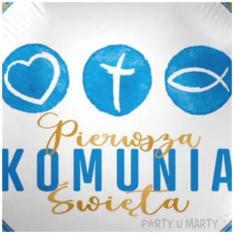 balon foliowy pierwsza komunia swieta bialo niebieski premioloon 17 rnd