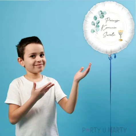 balon foliowy pierwsza komunia swieta eukaliptus i kielich 18 rnd