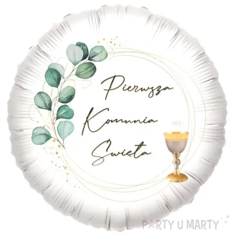 balon foliowy pierwsza komunia swieta eukaliptus i kielich 18 rnd