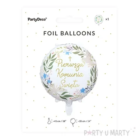 balon foliowy pierwsza komunia swieta golebice partydeco 18 rnd