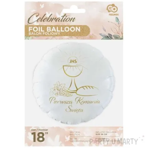 balon foliowy pierwsza komunia swieta kielich i chleb bialy godan 18 rnd