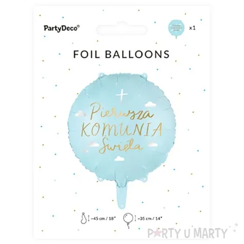 balon foliowy pierwsza komunia swieta partydeco 18 rnd