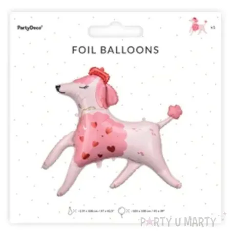 balon foliowy pies pudel z serduszkami xxl partydeco 47 shp