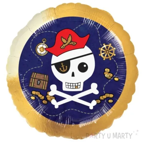 balon foliowy piracka czaszka mapa skarbu amscan 18 rnd