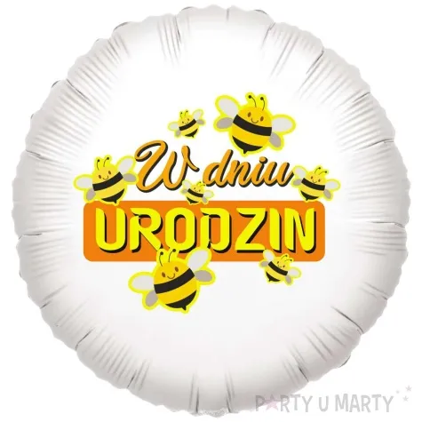 balon foliowy pszczolki w dniu urodzin bialy 18 rnd