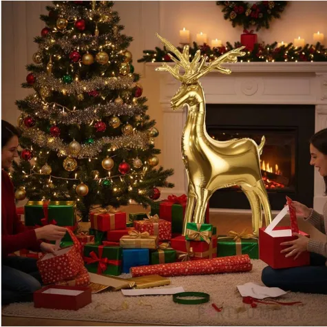 balon foliowy renifer swiateczny stojacy zloty partydeco 43 shp