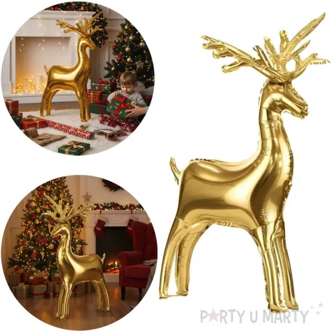 balon foliowy renifer swiateczny stojacy zloty partydeco 43 shp