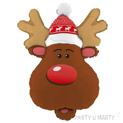 balon foliowy renifer w czerwonej czapeczce grabo 34 shp