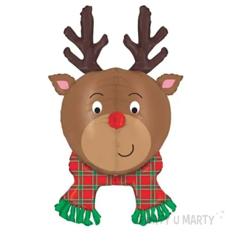 balon foliowy renifer w kraciastym szaliku betallic 35 shp