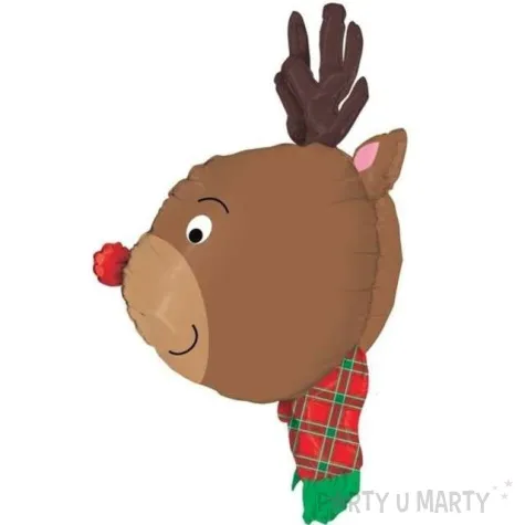 balon foliowy renifer w kraciastym szaliku betallic 35 shp