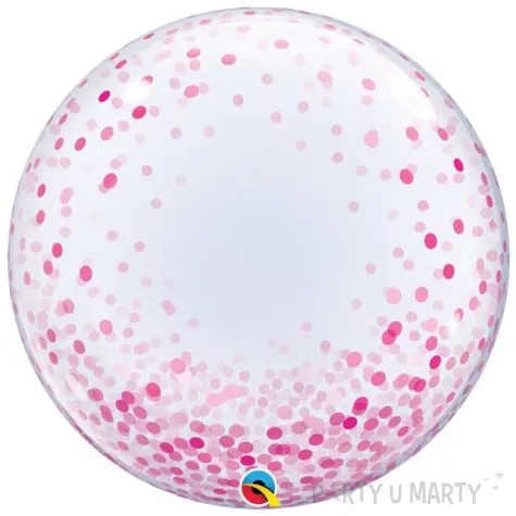 balon foliowy rozowe grochy qualatex bubbles 24 orb