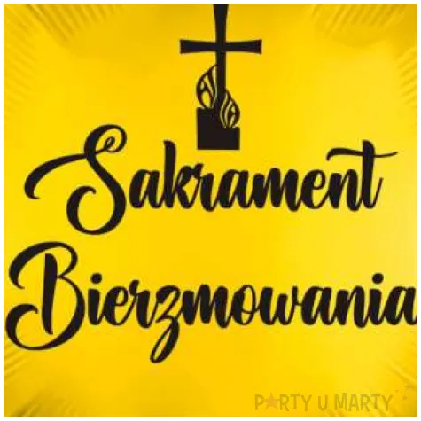 balon foliowy sakrament bierzmowania krzyz zloto czarny 18 rnd