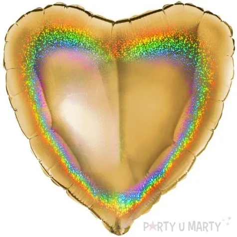 balon foliowy serca holo zloty grabo 18 hrt