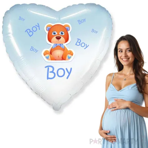 balon foliowy serce baby boy mis dekoracja na baby shower niebieski ombre 18 hrt