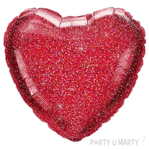 balon foliowy serce brokatowe czerwone qualatex 20 hrt