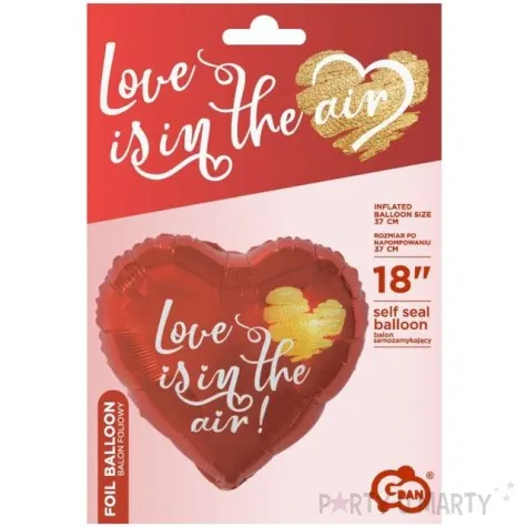 balon foliowy serce love is in the air czerwony godan 18 hrt