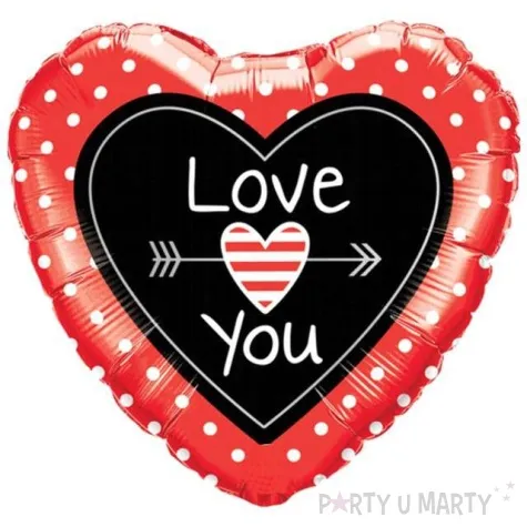 balon foliowy serce love you czerwony qualatex 18 hrt