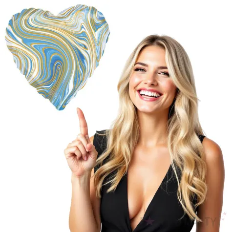 balon foliowy serce marmurek niebieskie amscan 17 hrt