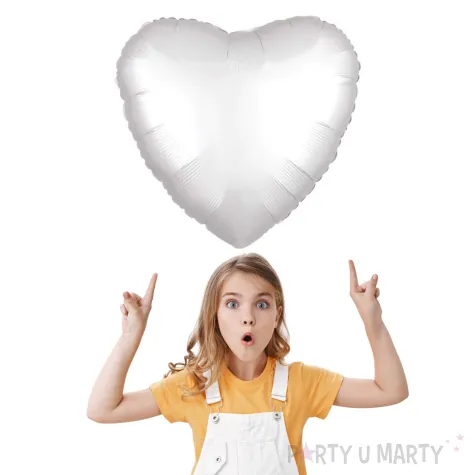 balon foliowy serce matowy bialy jix 18 hrt