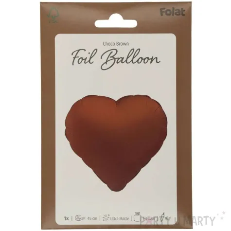 balon foliowy serce matowy braz czekoladowy folat 18 hrt