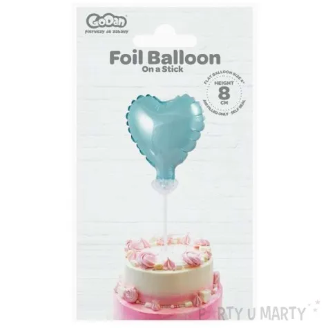 balon foliowy serce na patyczku blekitny godan 3 hrt