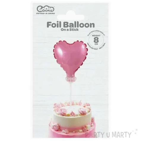 balon foliowy serce na patyczku rozowy godan 3 hrt