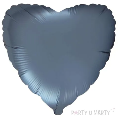 balon foliowy serce niebieski stalowy satynowy flexmetal 18 hrt