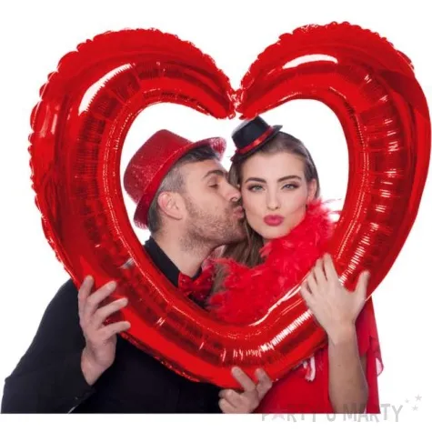 balon foliowy serce otwarte ramka do zdjec czerwony folat 24 hrt