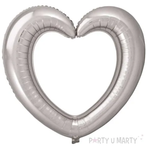 balon foliowy serce otwarte ramka do zdjec srebrny folat 24 hrt
