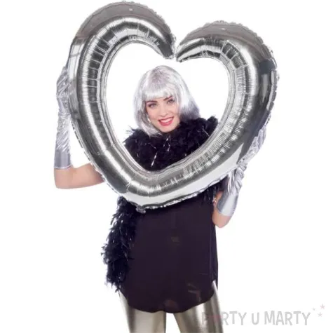 balon foliowy serce otwarte ramka do zdjec srebrny folat 24 hrt