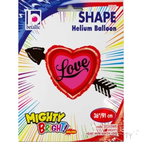 balon foliowy serce przebite strzala love rozowy betallic 36 shp