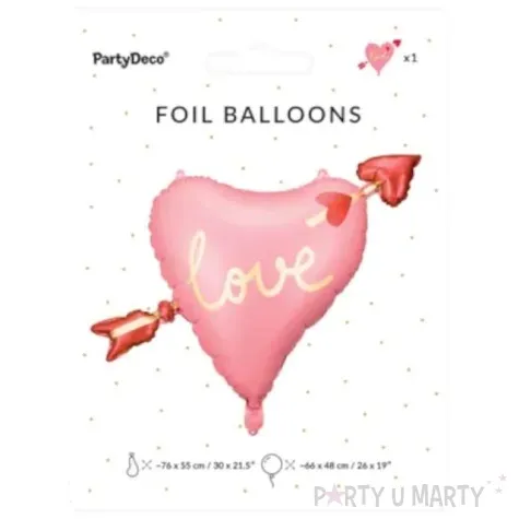 balon foliowy serce przebite strzala rozowy partydeco 21 shp