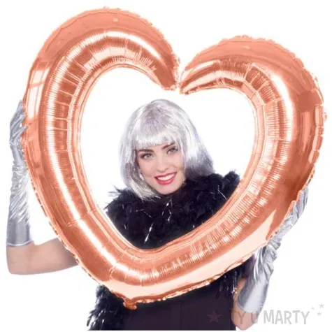balon foliowy serce rozowe zloto folat 31 hrt